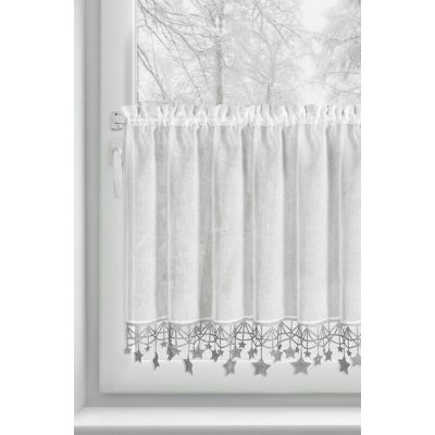 VÁNOČNÍ VITRÁŽKOVÁ ZÁCLONA 2 STŘÍBRNÁ 60X150CM TUNEL – Hledejceny.cz
