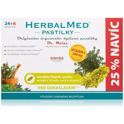 HerbalMed Dr. Weiss Islandský lišejník tymián vitamin C 30 pastilek – Hledejceny.cz