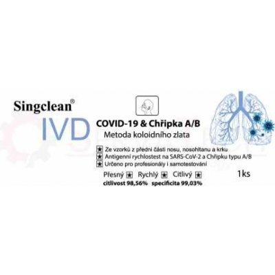 SingClean antigenní test in vitro COVID-19 covid/chřipka A+B, 1ks – Zboží Mobilmania