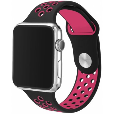 Bomba Sportovní silikonový řemínek pro Apple Watch Velikost ciferníku Apple watch: 42/44/45mm, Barva řemínku: Černá - silně růžová SN10-42_45MM-BLACK_ROSE – Zboží Mobilmania