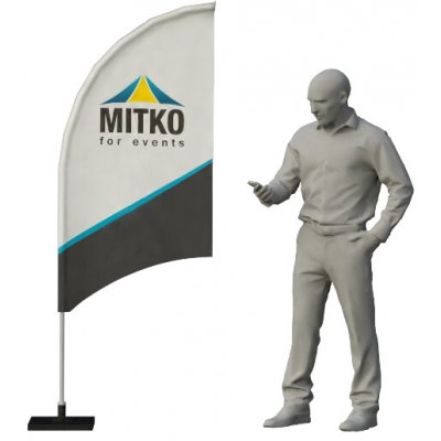 MITKO Reklamní vlajka Rider S (80x160 cm) s hliníkovým stožárem – Oblouk – Hřeb s ocelovým rotátorem ⌀ 20 mm – Hledejceny.cz