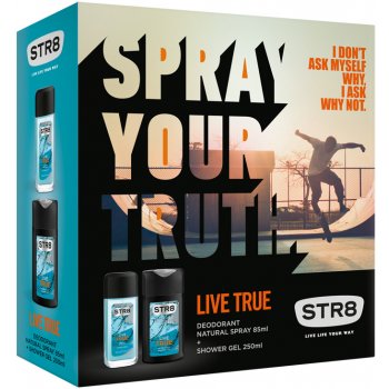 STR8 Live True deospray 85 ml + sprchový gel 250 ml dárková sada