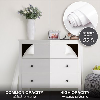 DIMEX | Samolepicí fólie s vysokou kryvostí DFL-47 | šíře 47 cm | BÍLÁ LESKLÁ – Zboží Dáma