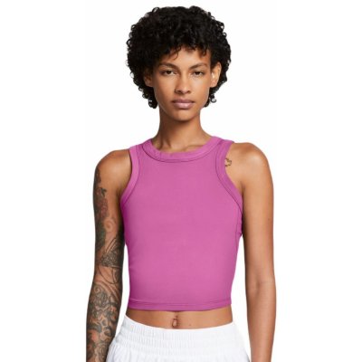 Nike One Fitted Dir-Fit Short Sleeve Crop Tank - playful pink/black