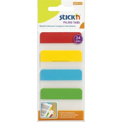 Samolepicí plastové záložky Stick'n by Hopax, 38 x 51 mm, 4 x 6 záložek, mix barev – Hledejceny.cz