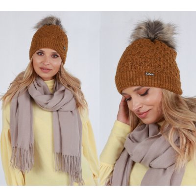 Fashionweek dámská zimní čepice s bambulí Jenot ZIZI-P15 camel – Hledejceny.cz