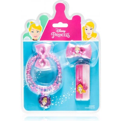 Disney Disney Princess Cinderella náhrdelník 1 ks + Sleeping Beauty tenké gumičky do vlasů 12 ks + Cinderella mašle do vlasů 1 ks