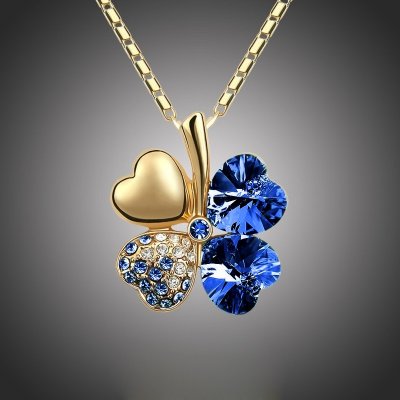 Sisi Jewelry Swarovski Elements čtyřlístek pro štěstí gold NH1076 Tmavě modrá