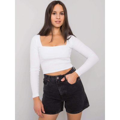 CROP TOP S DLOUHÝMI RUKÁVY RV-BZ-7314.97 WHITE – Zboží Mobilmania