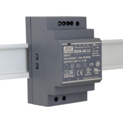 MEAN WELL, Napájecí zdroj na DIN lištu 60W 24V, HDR-60-24, 24V, 2,5A, IP20 – Hledejceny.cz