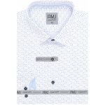 AMJ Comfort fit pánská košile dlouhý rukáv s modrým vzorem bílá VDBR1323