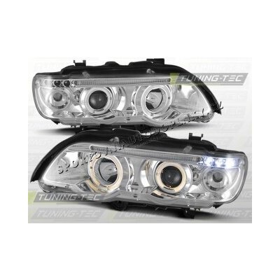 BMW X5 E53 1999-03 PŘEDNÍ ČÍRÁ SVĚTLA ANGEL EYES CHROM – Hledejceny.cz