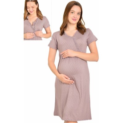 Luxusní jemná těhotenská i kojící košilka na zip vzor hvězdičky 1D1497 šedá – Zboží Dáma