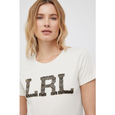 Ralph Lauren Bavlněné tričko béžová – Zboží Mobilmania