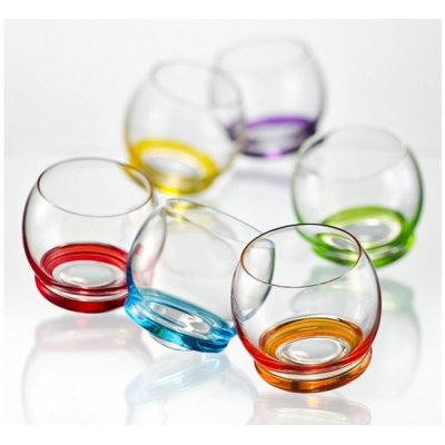 Crystalex Crystal Barevné tančící skleničky CRAZY 390ml 6ks – Sleviste.cz