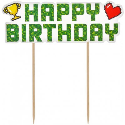 Dekorace na dort - Game On, Happy Birthday - 14 cm – Zboží Mobilmania