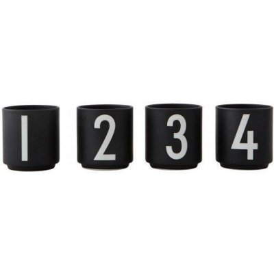 DESIGN LETTERS Hrnečky na espresso 1234 Black set barva porcelán 4 x 100 ml