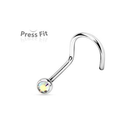 Šperky4U zahnutý piercing do nosu zirkon N1122AB-020 – Zboží Dáma