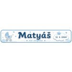 Bezvadary.cz | Jmenovka na kočárek se jménem a datem narození pro chlapečka 20x4,2 cm / PVC plast 3mm / se sadou 2ks přísavek dz21 – Hledejceny.cz