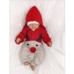 Z&Z Dětský pletený Vánoční overálek s kapucí a knoflíčky Baby Sob červený – Zboží Mobilmania