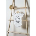 Černá na bílé bodyčko LÁSKA krátký rukáv – Zboží Mobilmania