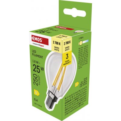 Emos LED žárovka Filament Mini Globe E14 1,8 W 25 W 250 lm teplá bílá – Hledejceny.cz