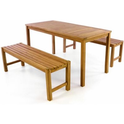 Divero 40819 Zahradní set lavic a stolu ošetřené týkové dřevo 150 cm – Zboží Mobilmania