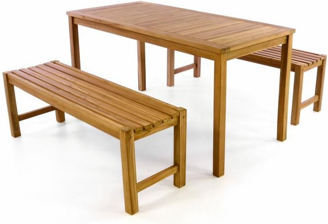 Divero 40819 Zahradní set lavic a stolu ošetřené týkové dřevo 150 cm