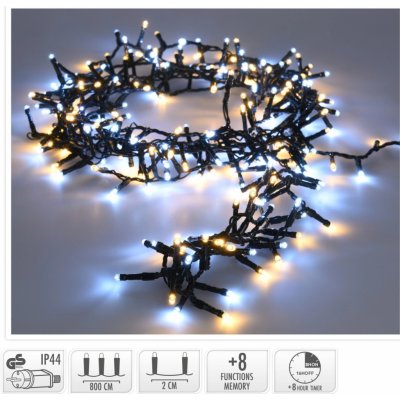 Koopman Světelný řetěz 400 LED teplá/studená bílá, zelený kabel, 8 m – Hledejceny.cz