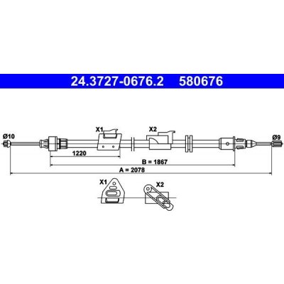 Lanovod parkovací brzdy ATE 24.3727-0676.2 – Hledejceny.cz