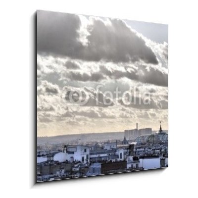 Skleněný obraz 1D - 50 x 50 cm - Vue depuis les toits de Paris - Tour Eiffel Vůdní depuis les toits de Paris – Hledejceny.cz