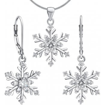 Set stříbrných šperků náušnice a přívěsek sněhová vločka JJJS0813C