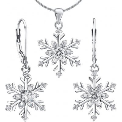 Set stříbrných šperků náušnice a přívěsek sněhová vločka JJJS0813C – Zboží Mobilmania