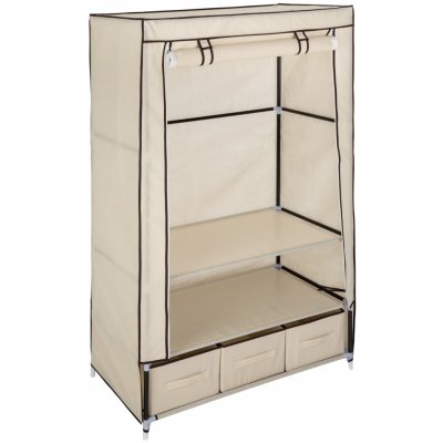 tectake 402533 látková skříň se 3 přihrádkami vč. 3 boxů 87x159x49cm béžová – Zboží Mobilmania