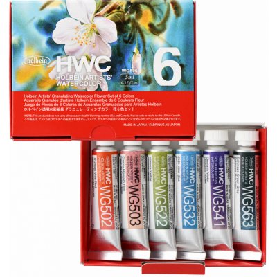 Holbein akvarelové barvy Granulating 5 ml Flower, sada 6 ks – Sleviste.cz