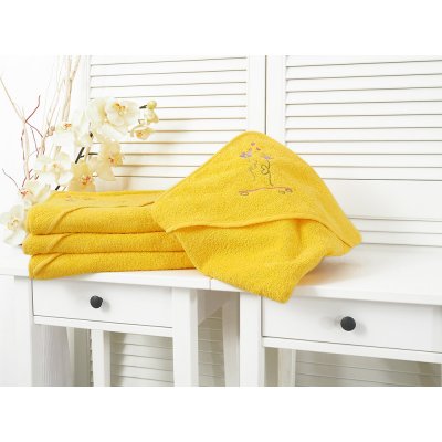 B.E.S. Petrovice Osuška froté Baby 90x100 Žlutá s kytkami – Zboží Dáma