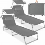 tectake 2 plážová lehátka 4 polohová s polštářem šedá 403414 – Hledejceny.cz