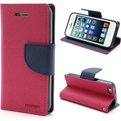 Pouzdro Mercury Apple iPhone 5 / 5S / SE Fancy Diary hot růžové/Navy