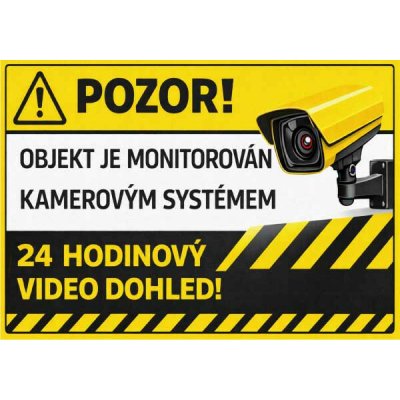 ⚠️ Cedule Objekt je monitorován kamerovým systémem – na šířku - A4 - 21x30 cm / Plast tl. 3 mm – Zbozi.Blesk.cz