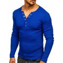 Bolf Královsky modré pánské tričko s dlouhým rukávem bez potisku 14359