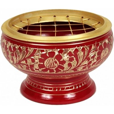 Mani Bhadra Mani Bhadra Kadidelnice Mosazná vykuřovací miska červená, 7,5 x 5,5 cm – Hledejceny.cz