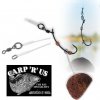 Rybářská karabinka a obratlík Carp’R’Us Stiff Link Oval Ring 360° 16,5cm 50lb, 2ks