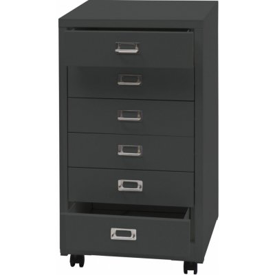 Design Shop Zásuvková HWC-L49 75 x 40 x 41 cm 6 zásuvek tmavě šedá – Zboží Dáma