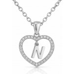 Minet Stříbrný písmeno v srdíčku N se zirkony JMAS900NSN45 – Zboží Dáma Minet Stříbrný písmeno v srdíčku N se zirkony JMAS900NSN45 – Zboží Dáma