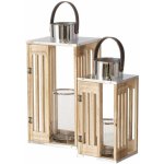 Boltze Home Dřevěná lucerna OCTAVIA s koženým držákem, 2 ks hnědá – Hledejceny.cz