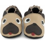 Ebooba Kožené capáčky s koženou podrážkou pejsek Béžová – Zboží Dáma