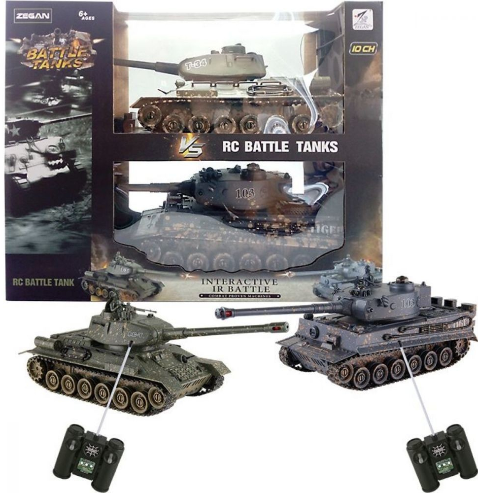 Zegan Bojová sada tanků RC Tank Tiger I vs. Tank T34 2.4GHz RTR RC_99824 1:28
