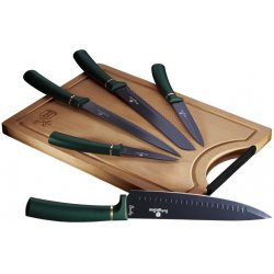 Berlingerhaus Sada nožů s nepřilnavým povrchem + prkénko 6 ks Emerald Collection