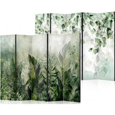 Fabulo paraván 5 dílný Krajina listů Zelené listy 172 x 225 cm odlišný design na jednotlivých stranách – Sleviste.cz