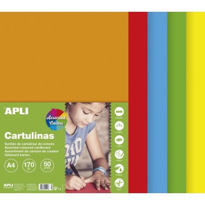 APLI barevný papír, A4, 170 g, mix sytých barev - 50 ks – Zboží Mobilmania